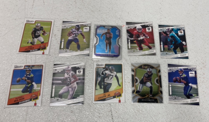 (10) 2021 NFL Cards Including Players Such As Russel Wilson, Darren Waller, Chris Carson, Josh Jacobs, Kenyan Drake, Bryan Edwards And More