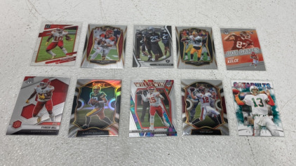 (10) 2020-2021 NFL Cards Including Prizm Aaron Rodgers, Will To Win Patrick Mahomes, Tom Brady, Travis Kielce And More