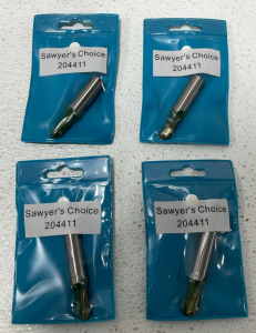 (4) New Sawyers Choice 2-1/2” Long x 3/8” Wide Straight Shaft Carbide Tipped Router Bits