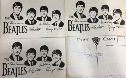 (4) The Beatles PostCards (1) Signed (Not Verified)