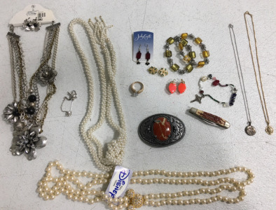 (1) Disney Store Mickey Mouse Necklace (1) RCS Sz 9 Ring (1) Jody Coyote Earrings (3) Bracelets & More!