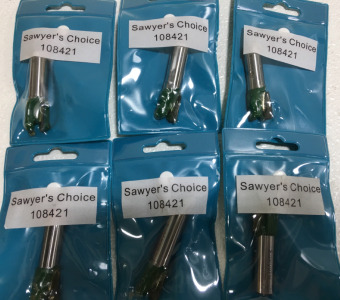 (6) New Sawyers Choice 2-1/4” Long x 5/8” Wide Straight Shaft Carbide Tipped Router Bits