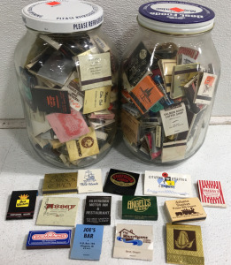 (2) 1 Gallon Glass Jar Full Of Vintage Assorted Matches