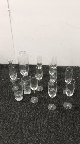 (11) Wine Glasses and (4) Other Glasses