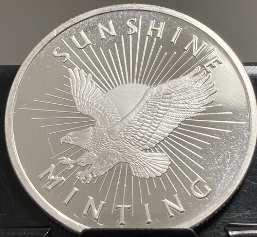 SUNSHINE MINTING ONE TROY OUNCE 999 FINE SILVER ROUND— VERIFIED AUTHENTIC