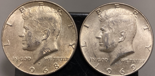 1968 & 1969 KENNEDY HALF DOLLAR COINS