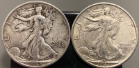 (2) 1943 WALKING LIBERTY HALF DOLLAR COINS— VERIFIED AUTHENTIC