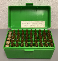 (45) RNDS. W-W SUPER 243 WIN AMMO IN CASE WITH (5) SPENT SHELLCASES