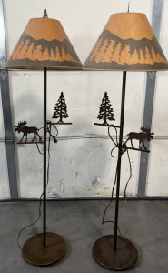 PAIR OF DECORATIVE OUTDOOR-THEMED FLOOR LAMPS