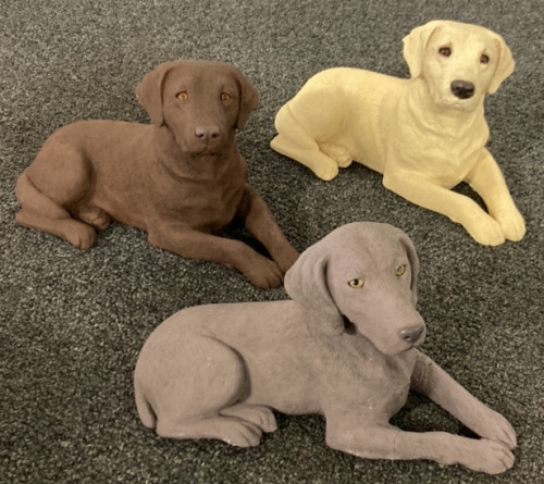 THREE SANDICAST LAB SCULPTURES