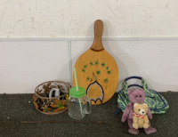 (1) SPOGA BEACH PADDLE, (1) BEANIE BABY, (1) COUNTRY FAIR DRINKING JAR WITH STRAW/LID, AND MORE - 5