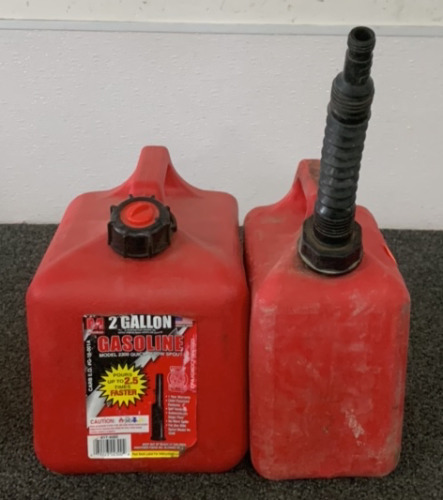 (1) 1 GALLON GAS CAN, (1) 2 GALLON GAS CAN