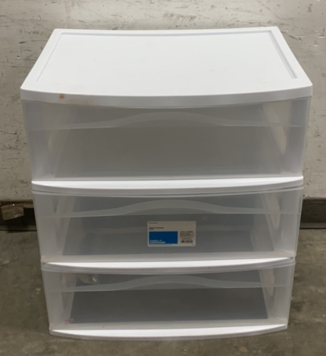 (1) WIDE THREE DRAWER STORAGE CART (WHEELS DETACHED)