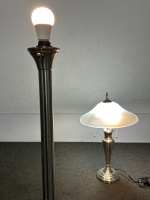 DOUBLE BULB TABLE LAMP (WORKS) AND FLOOR LAMP (WORKS)