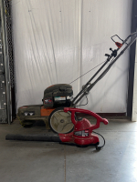 HUSQVARNA HU 675HWT 163CC READY START GAS POWERED BRUSH CUTTER (NO GAS TO TEST) AND TORO ULTR BLOWER VAC ELECTRIC LEAF BLOWER (WORKS)