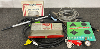 REAVES NYLON PAINT STRAINERS, PRESSURE WASHER GUNS, BRUSH CUTTER BLADE, ELECTRIC PENCIL ENGRAVER, AND MORE