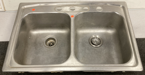 STAINLESS STEEL DOUBLE KITCHEN SINK 33”L X 22”W