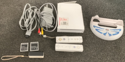 (1) WII DEVICE WITH (2) WII REMOTES, AND MORE