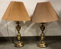 TWO PLEATED TABLE LAMPS (UNABLE TO TEST)