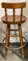 TWO WOOD SPINNING BAR STOOLS - 3