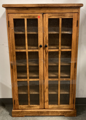 WOOD HUTCH WITH FRENCH DOORS WITH FIVE SHELVES (44.5”X28”)