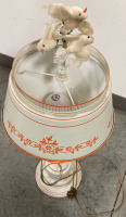 WHITE AND ORANGE FLOWER TABLE LAMP (WORKS) - 3