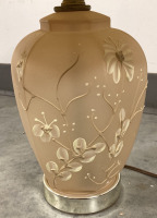 TWO PAINTED FLOWER TABLE LAMPS (TURNS ON) - 3