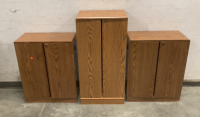 (2) SMALL ENTERTAINMENT CENTER CABINETS, (1) LARGE ENTERTAINMENT CENTER CABINETS