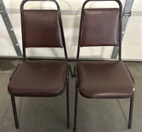 ROLLING DESK CHAIR AND 2 METAL FRAMED PADDED CHAIRS - 4