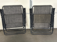 PAIR OF FOLDING LOUNGE CHAIRS (1 NEEDS ARM REPAIRED) - 4