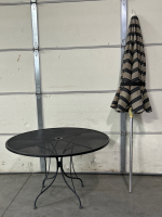 METAL ROUND PATIO TABLE WITH UMBRELLA (NO BASE FOR UMBRELLA) - 3