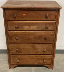 WOOD FIVE DRAWER DRESSER (29”X40”)