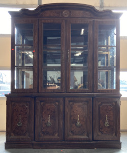 DARK WOOD TWO SHELF CHINA CABINET