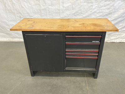 CRAFTSMAN WORKBENCH WITH CABINET AND 5 DRAWERS PLUS TOOLS AND WIRING