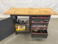 CRAFTSMAN WORKBENCH WITH CABINET AND 5 DRAWERS PLUS TOOLS AND WIRING - 2