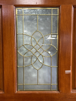 WOOD EXTERIOR DOOR WITH DECORATIVE CENTER GLASS PANEL (36x80) - 3