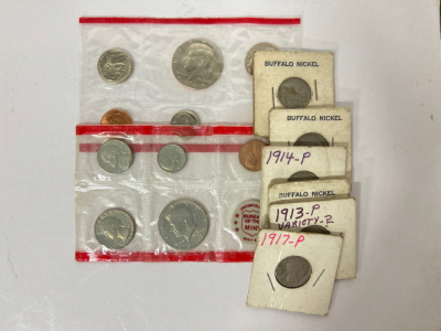 VINTAGE BUFFALO NICKELS AND UNCIRCULATED COINS