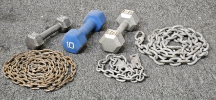 5# & 10# DUMBBELLS, CHAINS