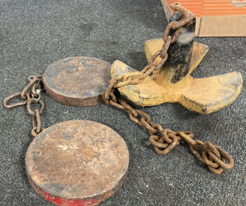 BOAT ANCHOR AND CHAINED METAL PLATES