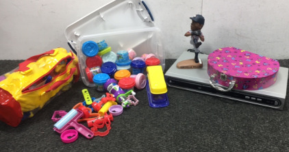 Play-Doh, DVD Player and Baseball Figurine