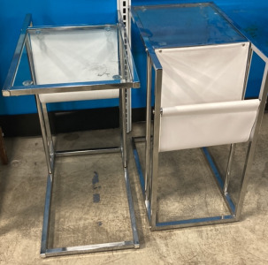 (2) Modern Metal and Glass Side Tables