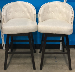 (2) Matching Upholstered Swivel Bar Chairs