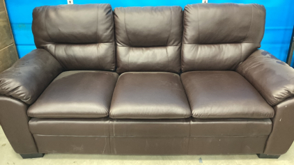 Brown Leather 3-Seat Couch