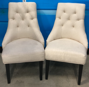 (2) Upholstered Off-White Dining Chairs