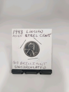 1943 MS 65 Brilliant Uncirculated Lincoln Head WW11 Steel Cent