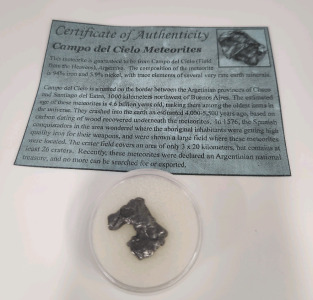 Meteorite Space Rock With COA