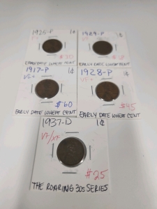 (5) Assorted Pennies