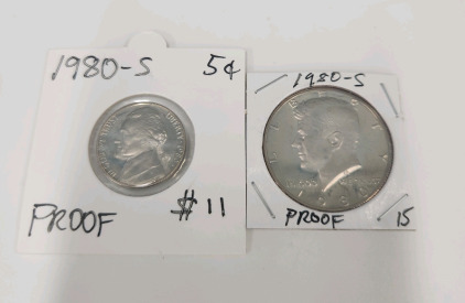 (1) 1980-S Nickel, (1) 1980- S Half Dollar