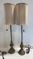 (2) Matching Skinny Table Lamps w/ Shades