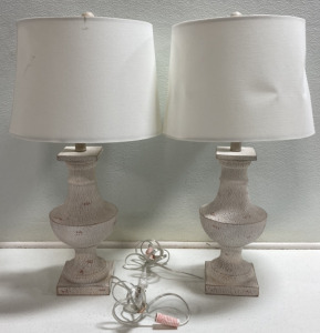 (2) Matching White Table Lamps w/ Shades